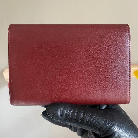 Vintage Cartier Tri-fold Mastline Bordeaux Wallet w/ Kiss Lock Coin - Picture 4 of 11